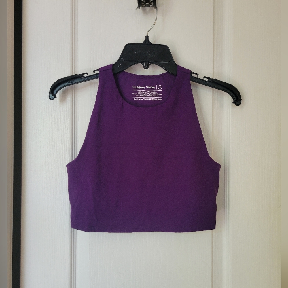 Outdoor Voices Superform Crop Tank Top Built-in Support Purple Small Sports Bra